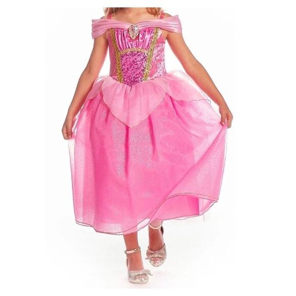 Disney Store Princess Aurora Costume Girls Small 5-6 Sleeping Beauty Pink New - Picture 1 of 16